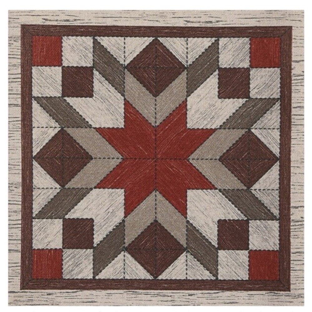 Rustic Country Star Quilt Block Window Valance 60x14 Tan‎ Red Green Farmhouse - Picture 4 of 4